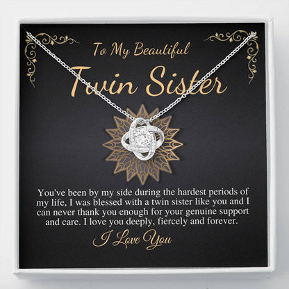 Gift For Twin Sister, Twin Sister Necklace,Love Knot Necklace For My Beautiful Twin Sister,Birthday Necklace For Twin Sister,Christmas #0552