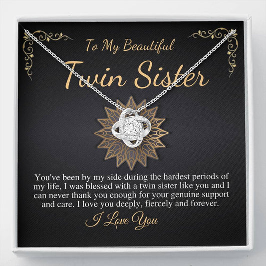 Gift For Twin Sister, Twin Sister Necklace,Love Knot Necklace For My Beautiful Twin Sister,Birthday Necklace For Twin Sister,Christmas #0552