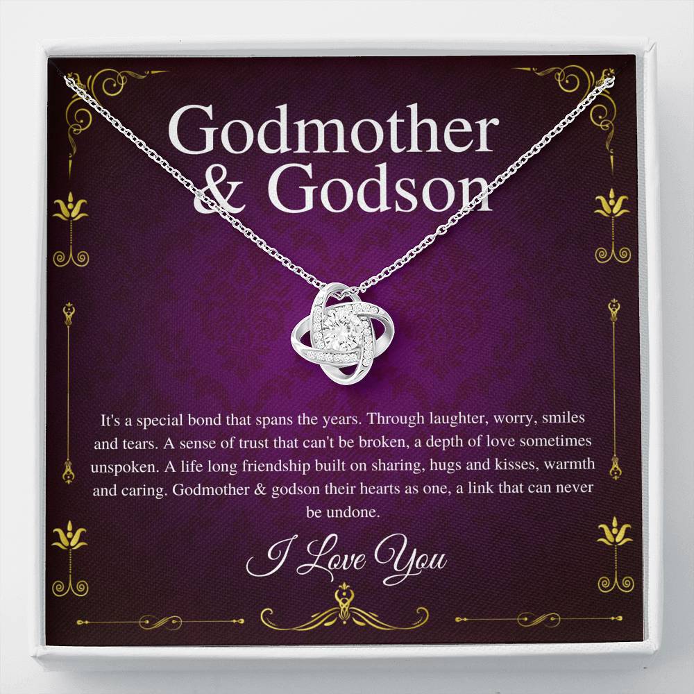 Godmother & Godson Necklace, Gift for Godmother from Godson,Will You Be My Godmother Gift Card, Jewelry for Godmother,Love Knot #0225
