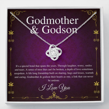Godmother & Godson Necklace, Gift for Godmother from Godson,Will You Be My Godmother Gift Card, Jewelry for Godmother,Love Knot #0225