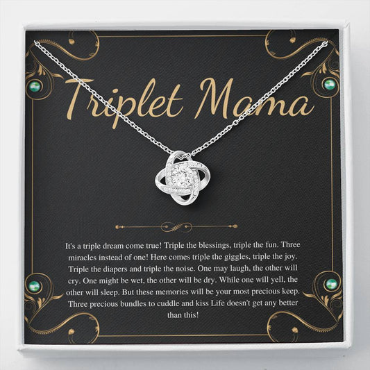 Mom of Triplets Gift for Triplet Mama, Mom of Multiples, Triplet Mom Gift, Mom of Three, Triplet Baby Shower Necklace, Love Knot #0284