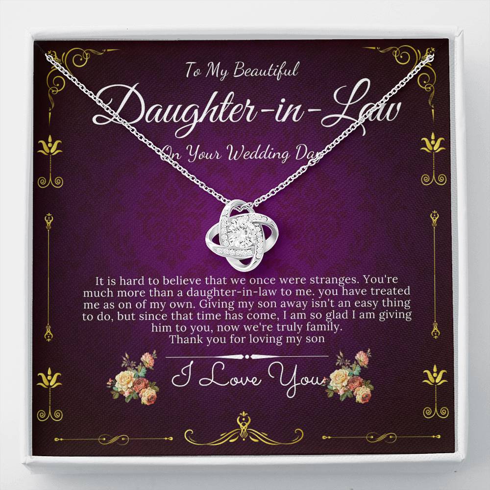 Love Knot, Daughter In Law Gift Necklace, Wedding Jewelry For Bride, Jewelry From Mother-In Law, Gift For Bride To Daughter In Law #0074