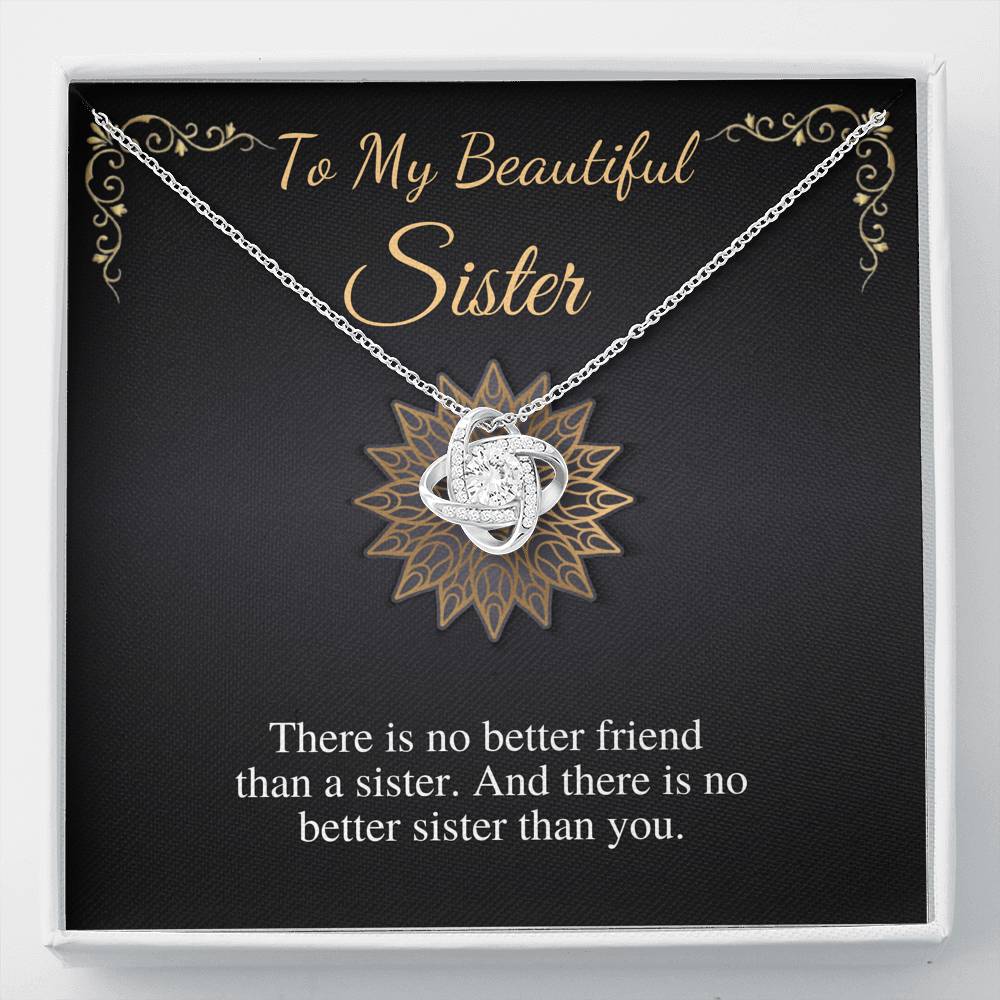 To My Beautiful Sister Necklace Gift, Christmas Gift For Sister,Jewelry for Sister,Birthday Gift To Little Sister/Big Sister,Love Knot #0541