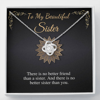 To My Beautiful Sister Necklace Gift, Christmas Gift For Sister,Jewelry for Sister,Birthday Gift To Little Sister/Big Sister,Love Knot #0541