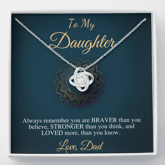 Father & Daughter Necklace, Birthday Gift Ideas For Daughter From Dad, Daughter Christmas Gift, Jewelry For Daughter, Love Knot #0497