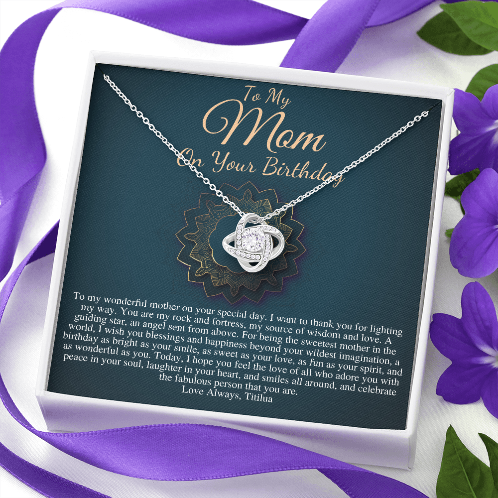 Mom Birthday Gift from daughter or Son, Sentimental Gifts for Mom, Mother Birthday Gift with Message Card, Happy Birthday Mom Necklace #0644 Titilua