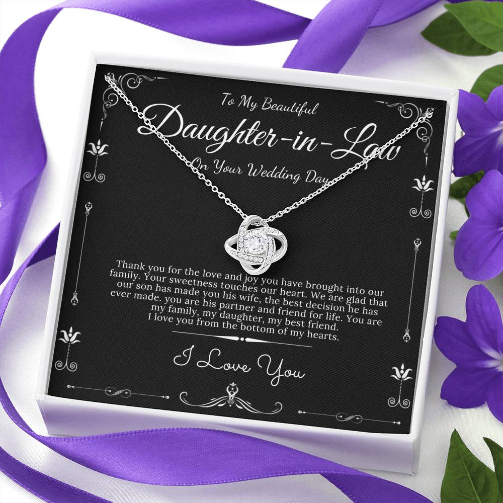 Love Knot, Daughter In Law Gift Necklace, Wedding Jewelry For Bride, Jewelry From Mother-In Law, Gift For Bride To Daughter In Law #0075