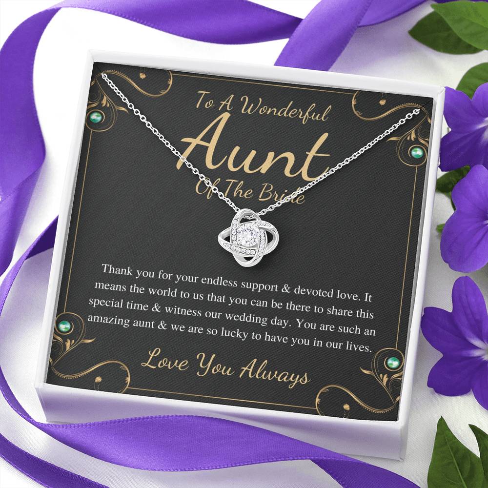 Love Knot, Aunt Of The Bride Necklace Gift, Wedding Gift From Bride And Groom, Bridal Party Thank You Gift To Aunt, Aunt Wedding Gift #0154