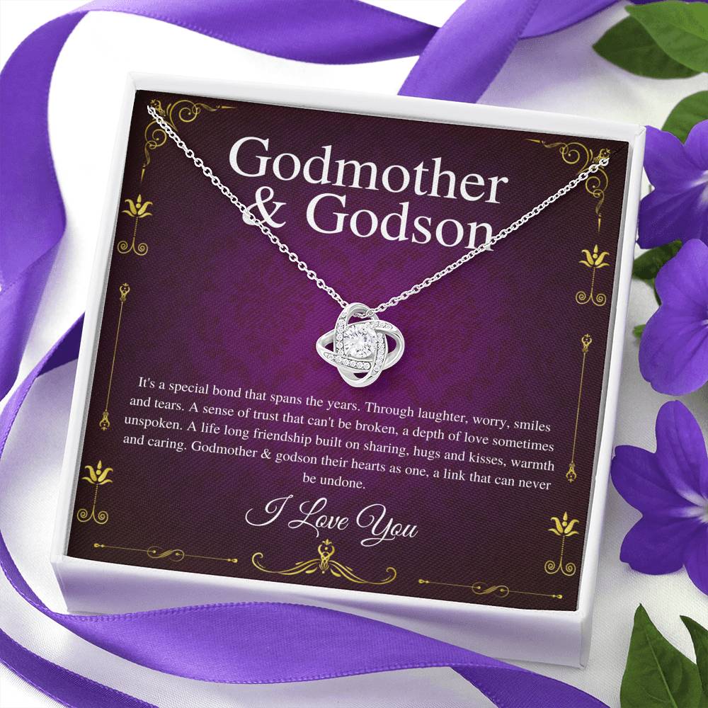 Godmother & Godson Necklace, Gift for Godmother from Godson,Will You Be My Godmother Gift Card, Jewelry for Godmother,Love Knot #0225