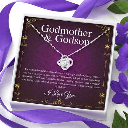 Godmother & Godson Necklace, Gift for Godmother from Godson,Will You Be My Godmother Gift Card, Jewelry for Godmother,Love Knot #0225