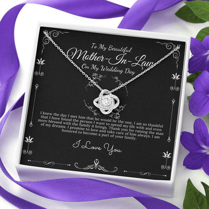 Future Mother in Law Necklace, To My Mother in Law on My Wedding Day, Mother in Law Gift From Bride, Gift For Mother-in-Law, Love Knot #0060