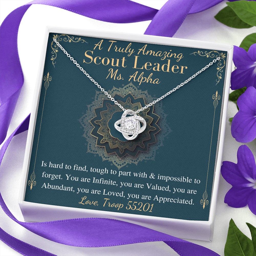 Scout Leader Gift Necklace, Girl Scout Leader Gift, Girl Scout Leader Appreciation, Scout Leader Thank You,Scout Leader Christmas Gift #0891 alpha