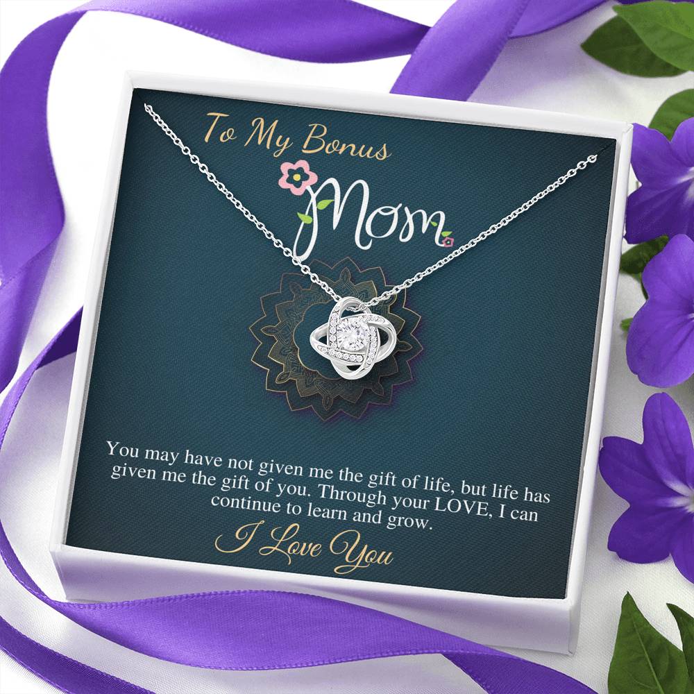 Stepmom Birthday Gift, Mother in Law, Unbiological Mom Gift Necklace, Other Mother, Bonus Mom, Second Mom, Foster Mom, Love Knot #0471