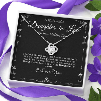 Love Knot, Daughter-In-Law Gift Necklace, Wedding Jewelry For Bride, Jewelry From Mother-In Law, Gift For Bride To My Daughter In Law #0071