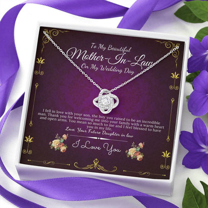 Love Knot, Mother in Law Gift From Bride, Future Mother in Law Necklace, To My Mother in Law on My Wedding Day, Gift For Mother-in-Law #0061