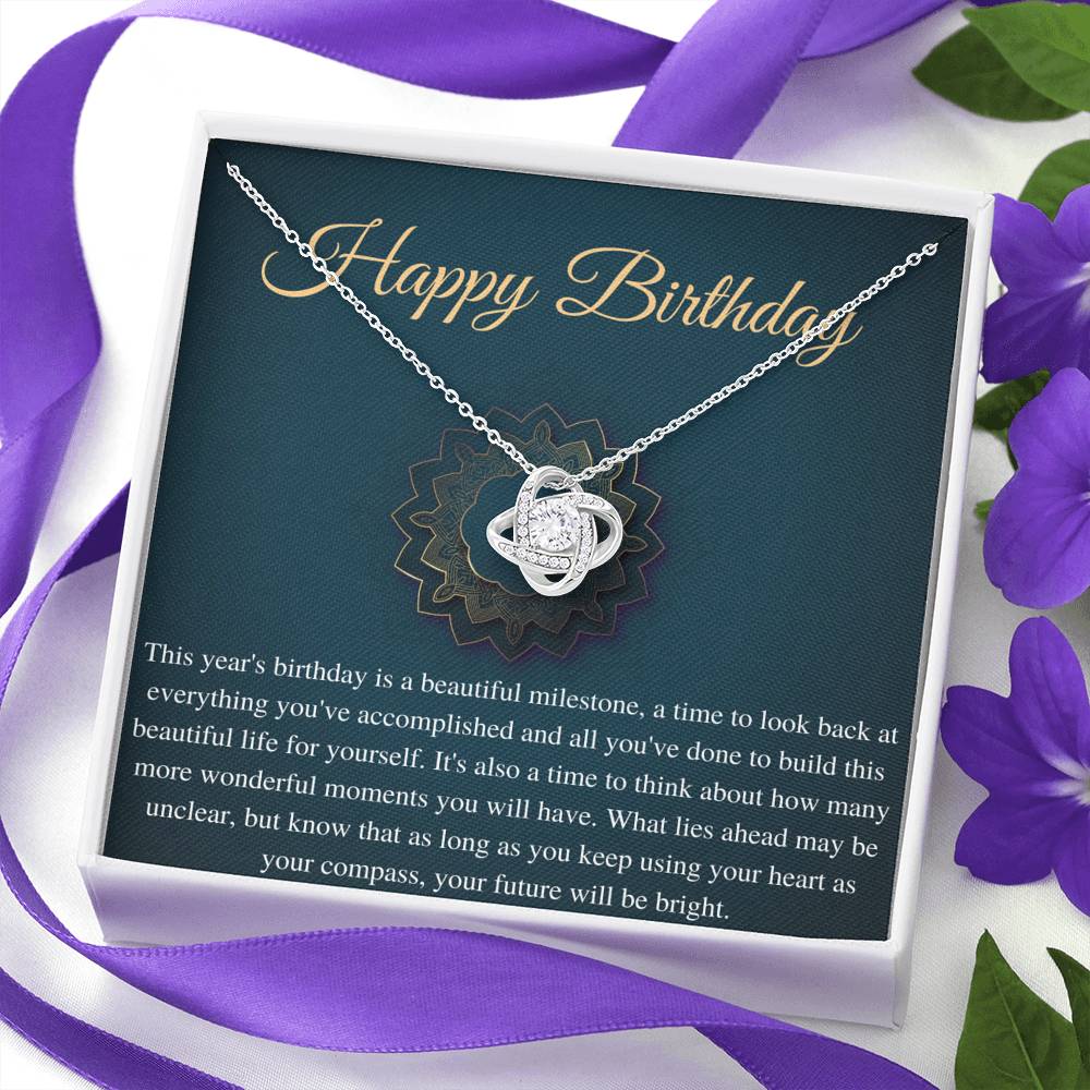 Birthday Gift Necklace, Birthday Gift for Friend, Sister Birthday, Mom Birthday Gift, Bday Jewelry for Her, 13 Birthday Gift,Love Knot #0635