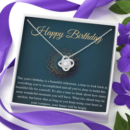 Birthday Gift Necklace, Birthday Gift for Friend, Sister Birthday, Mom Birthday Gift, Bday Jewelry for Her, 13 Birthday Gift,Love Knot #0635