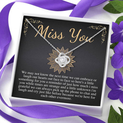 Long Distance Friendship Gift Necklace, I miss you jewelry necklace gift for her, Miss You Gift and Card, Missing You Gift, Love knot #0584