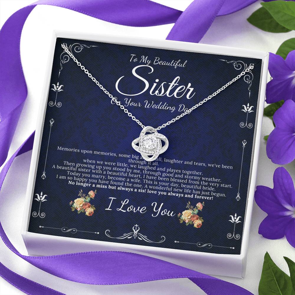 Love Knot, Sister Wedding Day Gift, To Bride From Sister Necklace, Sister To Bride Gift Bride Jewelry Gift From Sister, Sister Wedding #0089