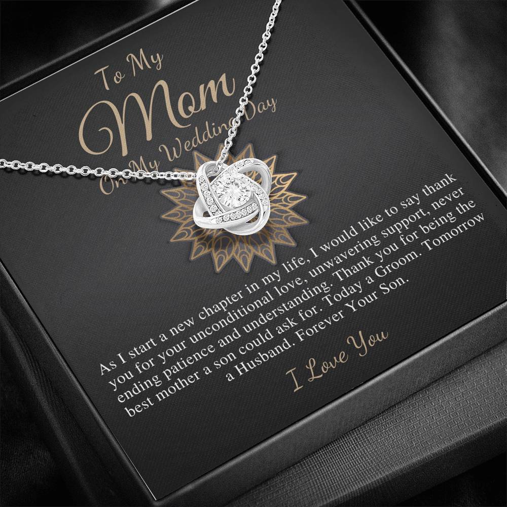 Love Knot, Mother of the Groom Gift from Son, Mom Wedding Gift from Son, Wedding gift from Groom to Mom, Wedding Necklace from Son #0175
