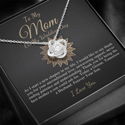 Love Knot, Mother of the Groom Gift from Son, Mom Wedding Gift from Son, Wedding gift from Groom to Mom, Wedding Necklace from Son #0175