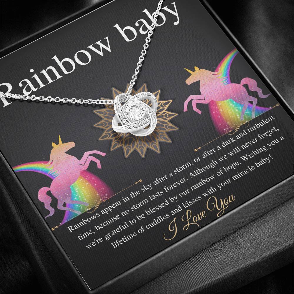 Rainbow Baby Gift For Mom, Rainbow Baby Shower Gift, Rainbow Baby Necklace, Baby After Miscarriage, Motherhood Necklace, Love Knot #0227