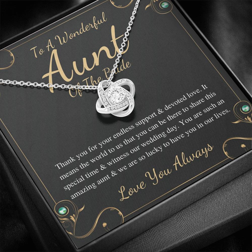 Love Knot, Aunt Of The Bride Necklace Gift, Wedding Gift From Bride And Groom, Bridal Party Thank You Gift To Aunt, Aunt Wedding Gift #0154