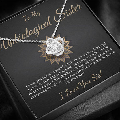Unbiological Sister Necklace Gift For Best Friend Meaningful Friendship Gift for Best Friend Birthday Bestie, Christmas Gift,Love Knot #0174