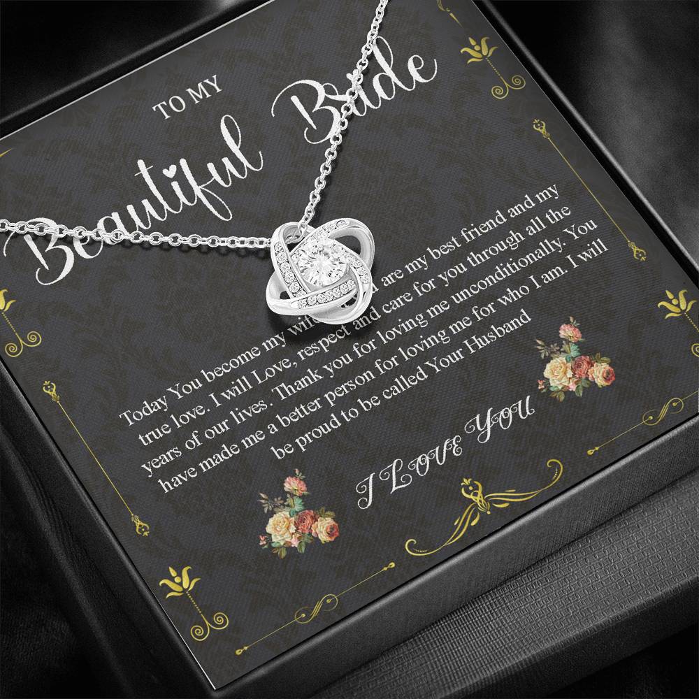 Love Knot Necklace, Wedding Day Gift For Bride From Groom, To My Bride Gift From Groom, From Groom To Future Wife Gift On Wedding Day #0038