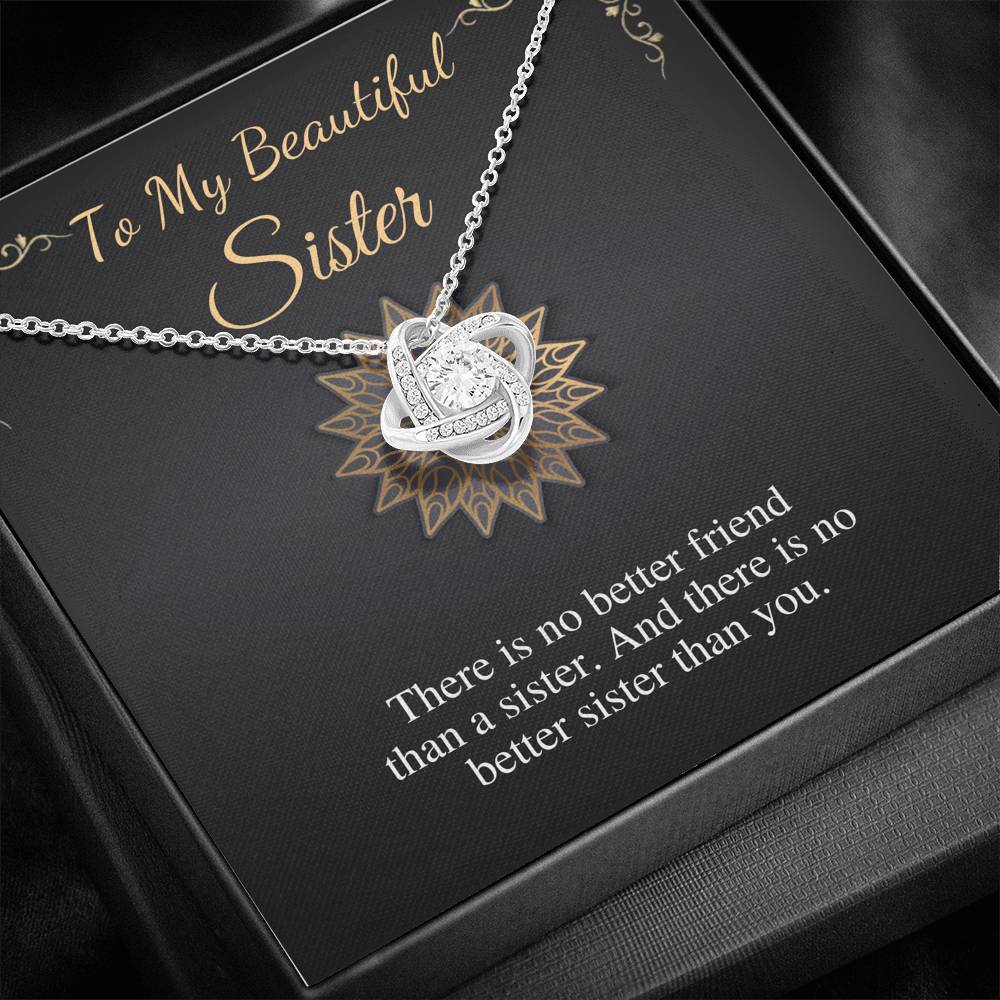 To My Beautiful Sister Necklace Gift, Christmas Gift For Sister,Jewelry for Sister,Birthday Gift To Little Sister/Big Sister,Love Knot #0541