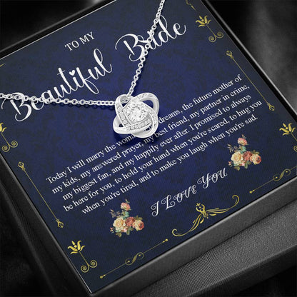Love Knot Necklace, To My Bride Gift From Groom, Wedding Day Gift For Bride From Groom, From Groom To Future Wife Gift On Wedding Day #0037