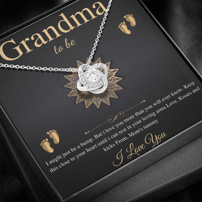 Gift From Daughter First Time Grandma , Pregnancy Reveal Gift For Soon To Be Grandma Necklace, New Grandmother Gift, Love Knot #0200