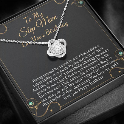 Birthday Gift for Stepmother Necklace, Stepmom Birthday Gift, Birthday Necklace For Bonus Mom, Love Knot Jewelry For Stepmother Bday #0560