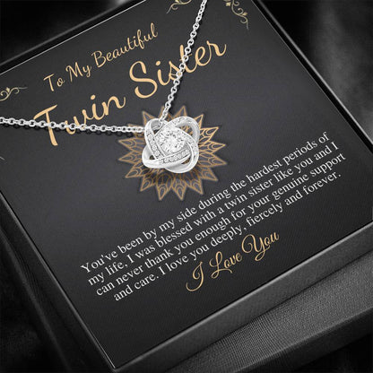 Gift For Twin Sister, Twin Sister Necklace,Love Knot Necklace For My Beautiful Twin Sister,Birthday Necklace For Twin Sister,Christmas #0552