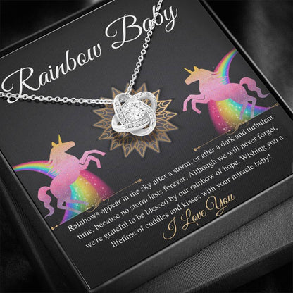 Rainbow Baby Gift For Mom, Rainbow Baby Shower Gift, Rainbow Baby Necklace, Baby After Miscarriage, Motherhood Necklace, Love Knot #0227
