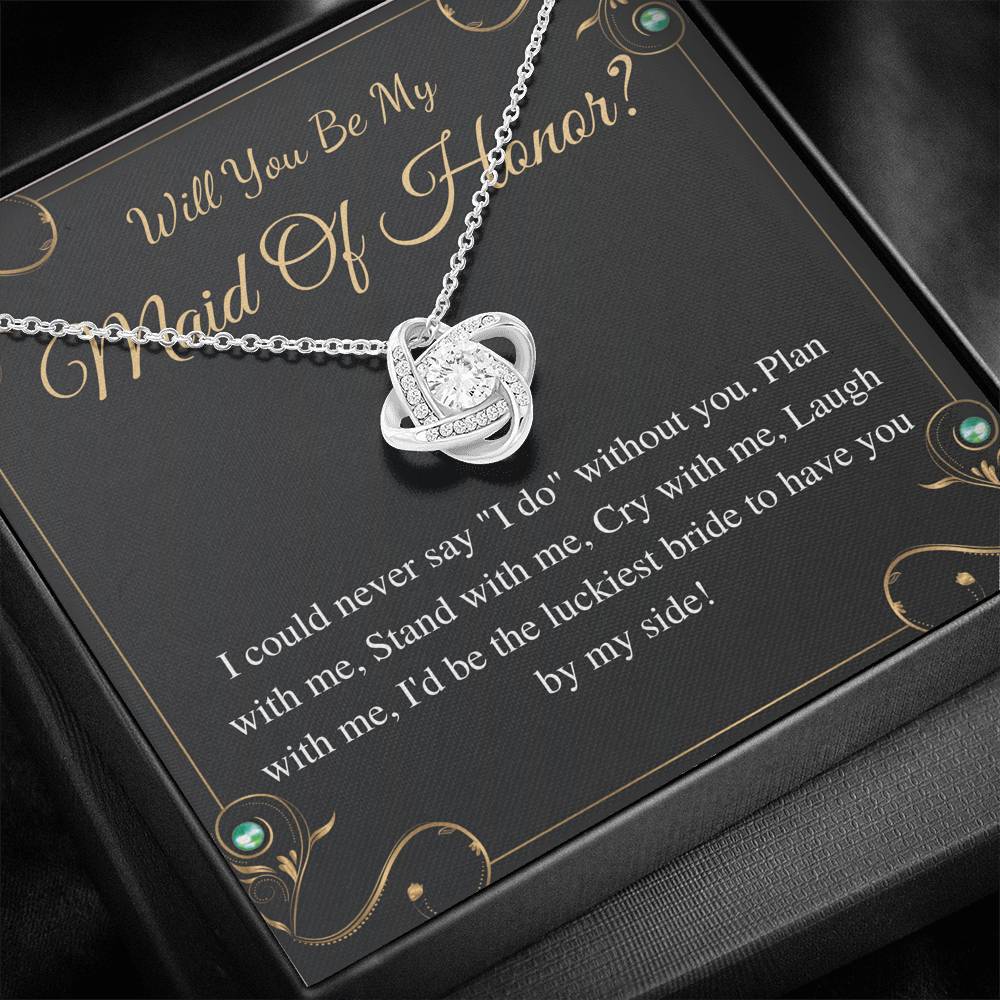 Maid of Honor Proposal Gift Necklace, Will you be my Maid of Honor Gift, MOH proposal gift, Wedding Maid Of Honor Necklace, Love Knot #0163