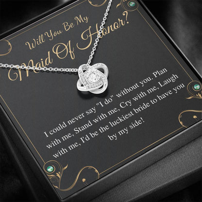Maid of Honor Proposal Gift Necklace, Will you be my Maid of Honor Gift, MOH proposal gift, Wedding Maid Of Honor Necklace, Love Knot #0163