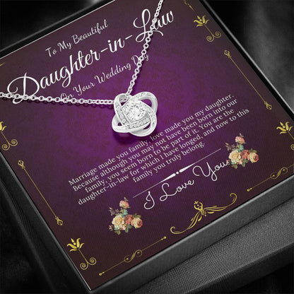 Love Knot, Daughter In Law Gift Necklace, Wedding Jewelry For Bride, Jewelry From Mother-In Law, Gift For Bride To Daughter In Law #0073