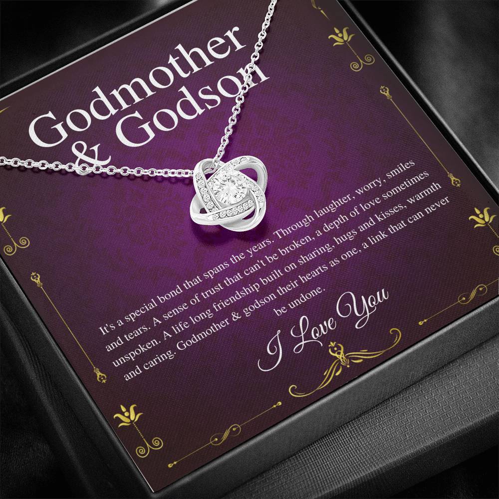 Godmother & Godson Necklace, Gift for Godmother from Godson,Will You Be My Godmother Gift Card, Jewelry for Godmother,Love Knot #0225