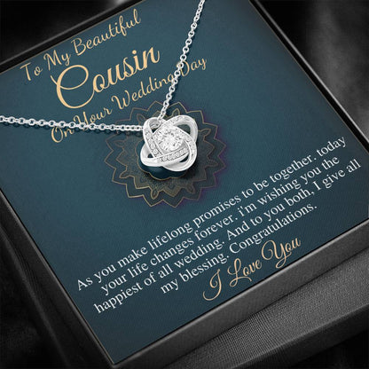 Bride Gift From Cousin Necklace Gift For Cousin Wedding Day Bride necklace Gift For Cousin Wedding Gift For My Cousin, Love Knot #0103