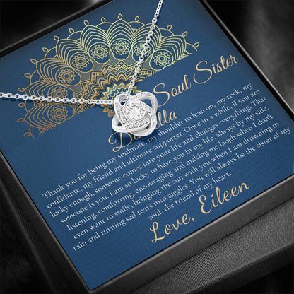 Soul Sister Necklace, Unbiological Sister, Soul Sister Gift for Best Friend Gift, Best Friend Jewelry, Frinship Day Gift, Love Knot #0317- Daniella