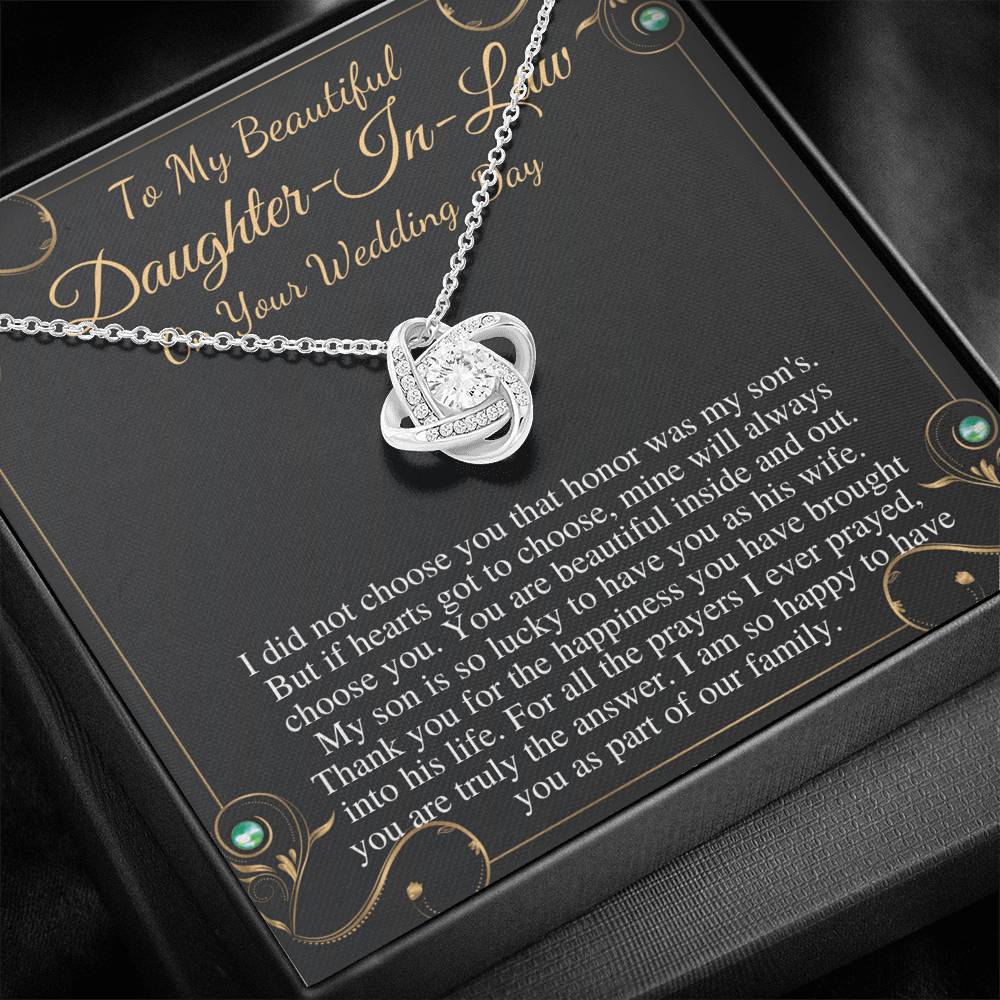 Daughter-In-Law Gift Necklace: Wedding Gift, Jewelry From Mother-In Law, Gift for Bride Necklace From Mother In Law, Love Knot #0074
