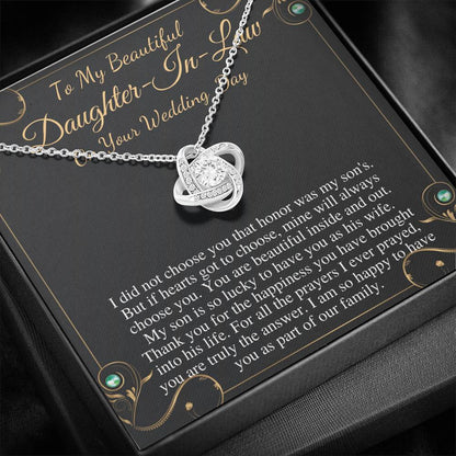Daughter-In-Law Gift Necklace: Wedding Gift, Jewelry From Mother-In Law, Gift for Bride Necklace From Mother In Law, Love Knot #0074