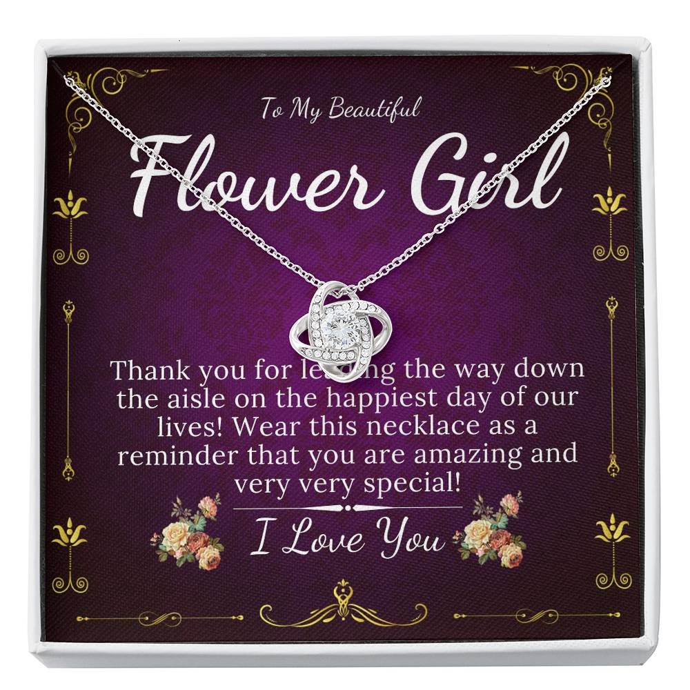 Love Knot, Flower Girl Gift, Flower Girl Necklace, Bridal Party Gifts On Wedding, Flower Girl Proposal, Junior Bridesmaid Wedding Gift #0119