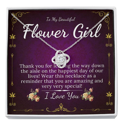 Love Knot, Flower Girl Gift, Flower Girl Necklace, Bridal Party Gifts On Wedding, Flower Girl Proposal, Junior Bridesmaid Wedding Gift #0119