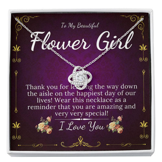 Love Knot, Flower Girl Gift, Flower Girl Necklace, Bridal Party Gifts On Wedding, Flower Girl Proposal, Junior Bridesmaid Wedding Gift #0119