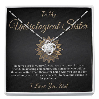 Unbiological Sister Necklace Gift For Best Friend Meaningful Friendship Gift for Best Friend Birthday Bestie, Christmas Gift,Love Knot #0174