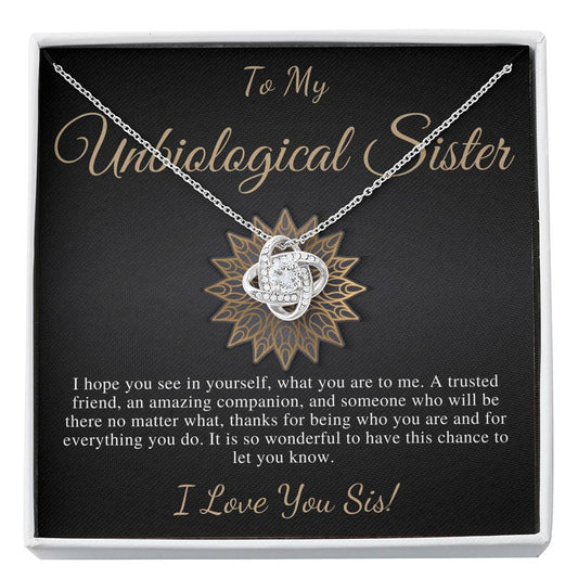 Unbiological Sister Necklace Gift For Best Friend Meaningful Friendship Gift for Best Friend Birthday Bestie, Christmas Gift,Love Knot #0174