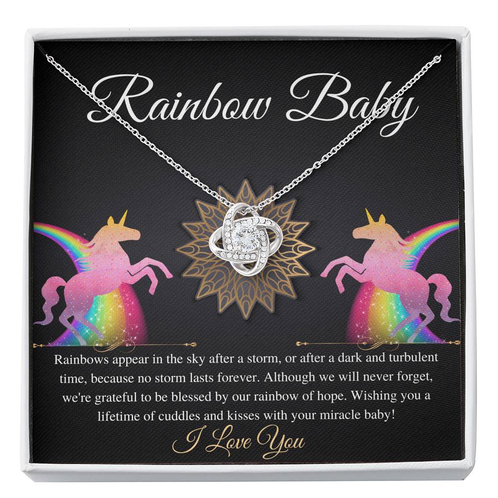 Rainbow Baby Gift For Mom, Rainbow Baby Shower Gift, Rainbow Baby Necklace, Baby After Miscarriage, Motherhood Necklace, Love Knot #0227