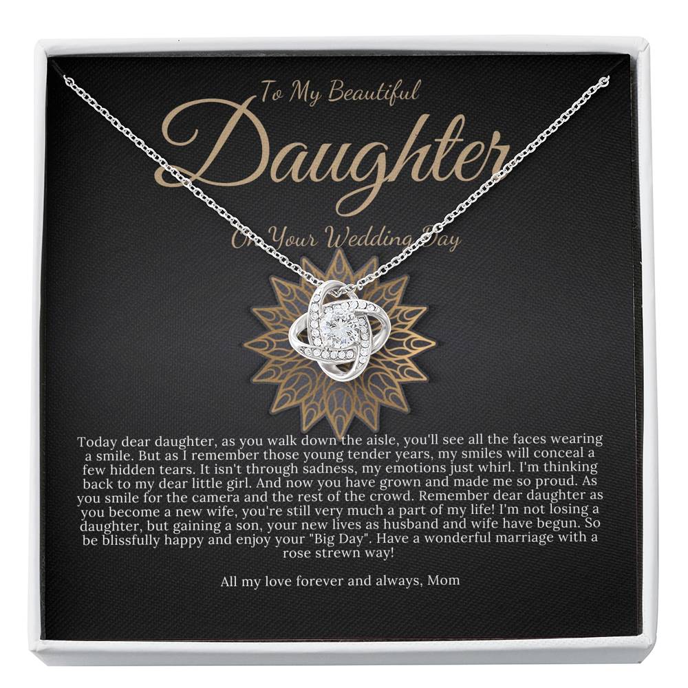 Bride Gift from Mom to Daughter on Wedding Day Necklace gift for Daughter on wedding day from Mother to Daughter Wedding, Love Knot #0171